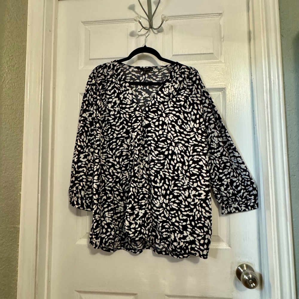 Fred David Black and White Abstract Blouse